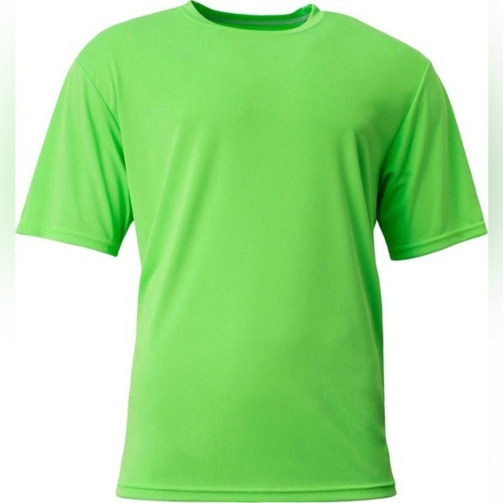 A4‎ short sleeve cooling performance t-shirt. Safety green neon sublimation NWOT